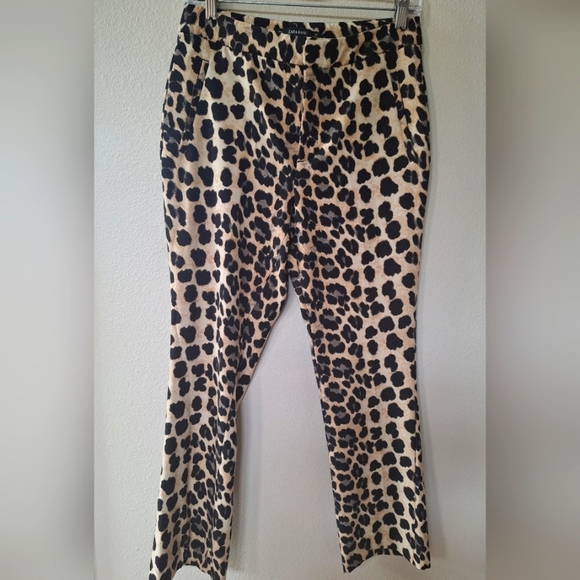 Zara Basic Mini Flare Leopard Pants. Stretchy. Womens size S - Picture 1 of 8